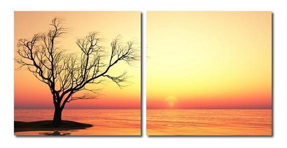 Blazing Horizon Mounted Photography Print Diptych FredCo
