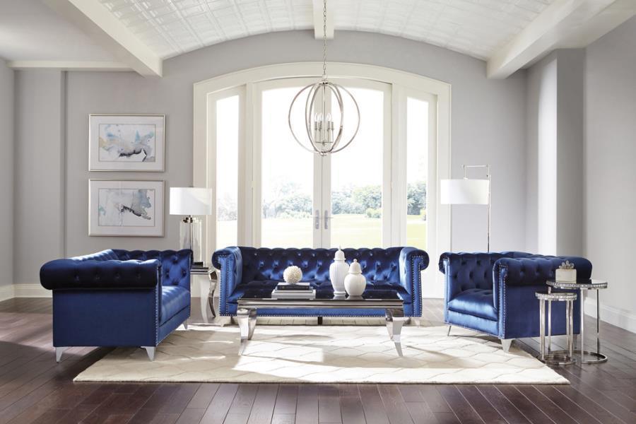 Bleker 2-piece Tuxedo Arm Living Room Set Blue 509481-S2 Coaster FredCo