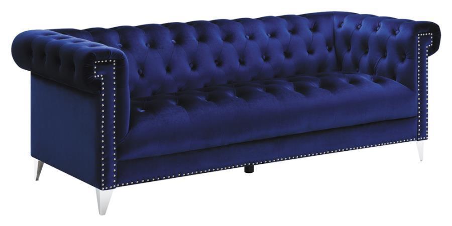 Bleker 2-piece Tuxedo Arm Living Room Set Blue 509481-S2 Coaster FredCo