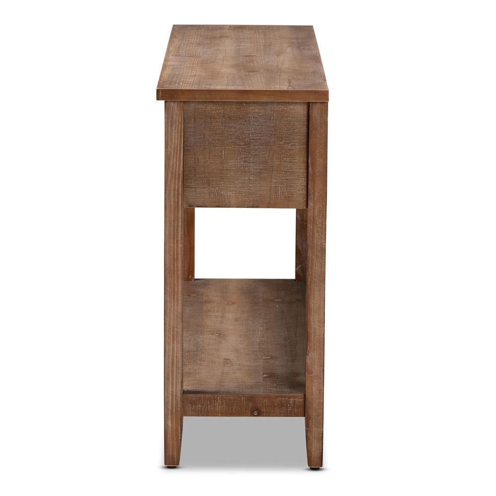 Bonilla Traditional and Rustic Two-Tone White and Walnut Brown Finished Wood 3-Drawer Console Table FredCo