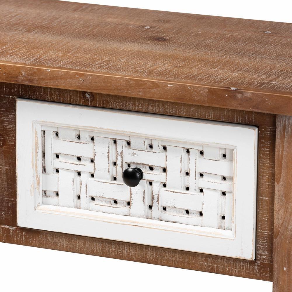 Bonilla Traditional and Rustic Two-Tone White and Walnut Brown Finished Wood 3-Drawer Console Table FredCo