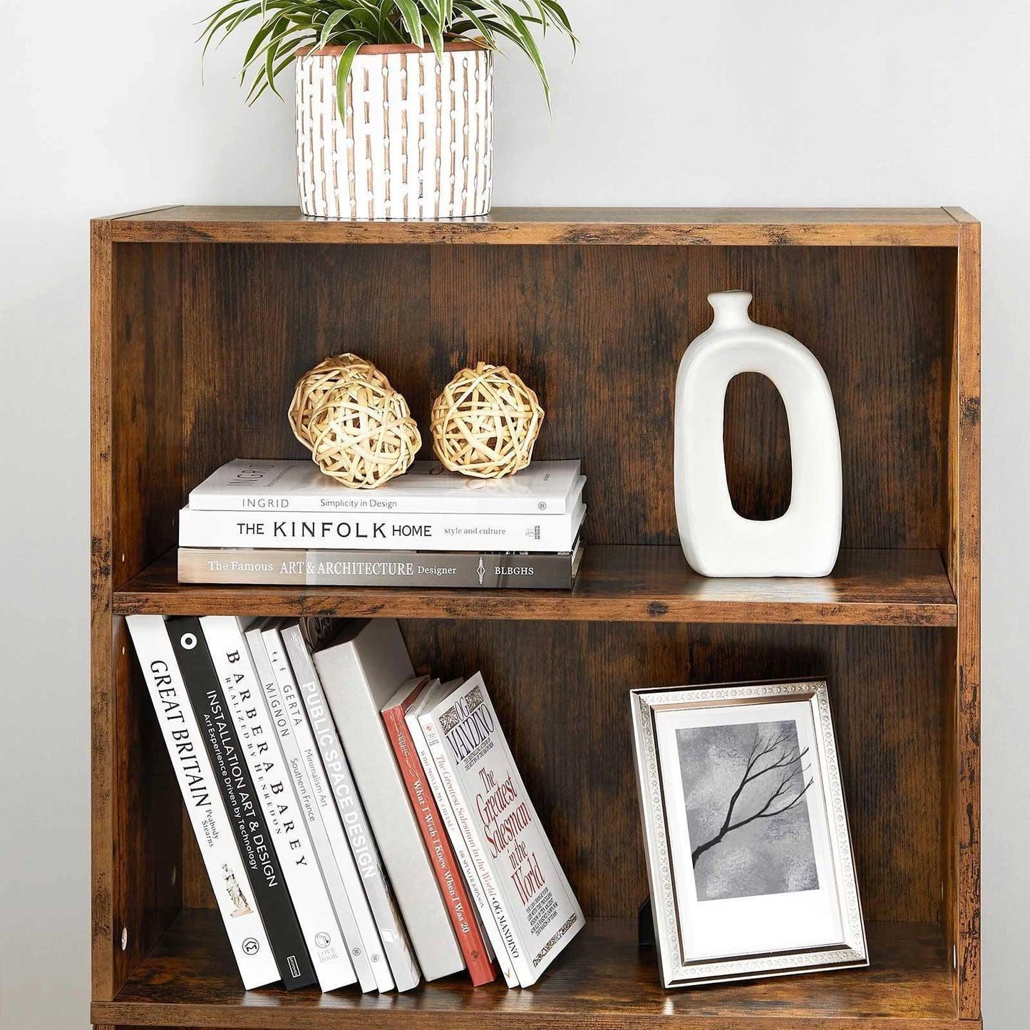 Bookshelf Rustic Brown 4 Shelf FredCo