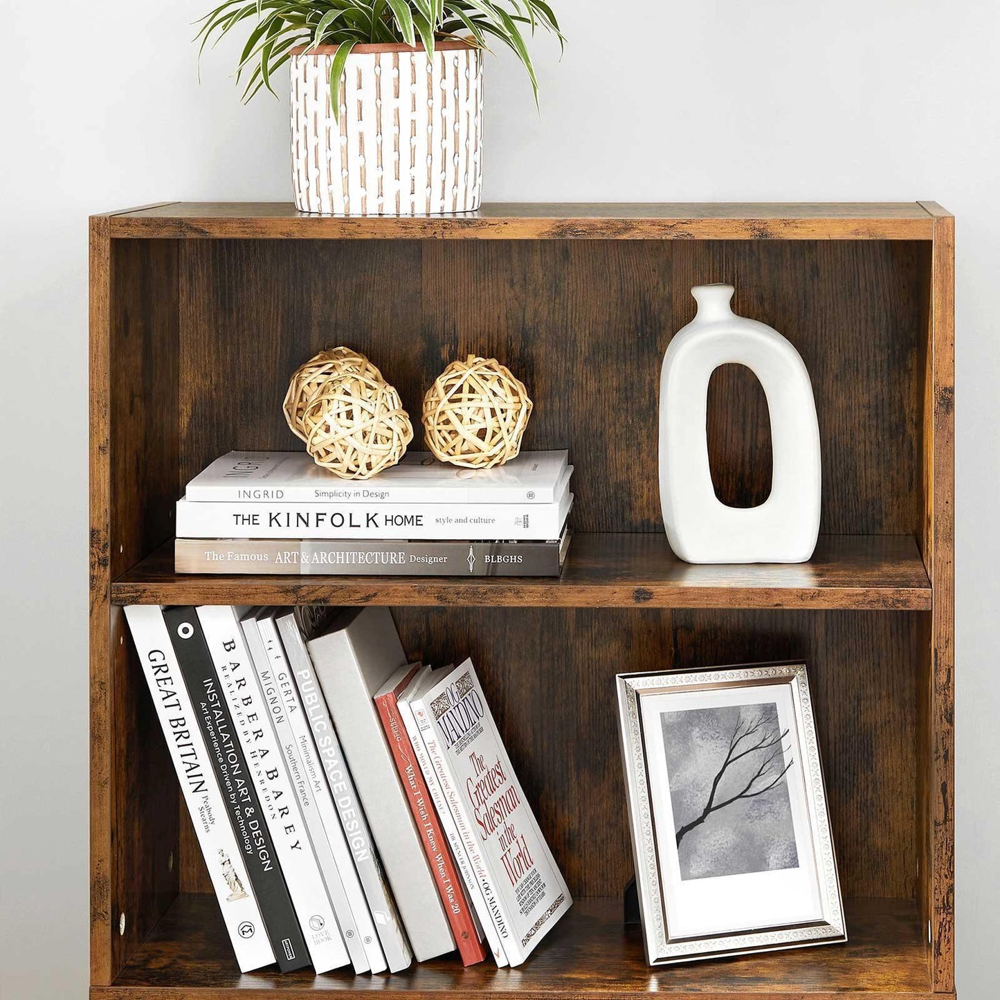 Bookshelf Rustic Brown, 4-Tier FredCo