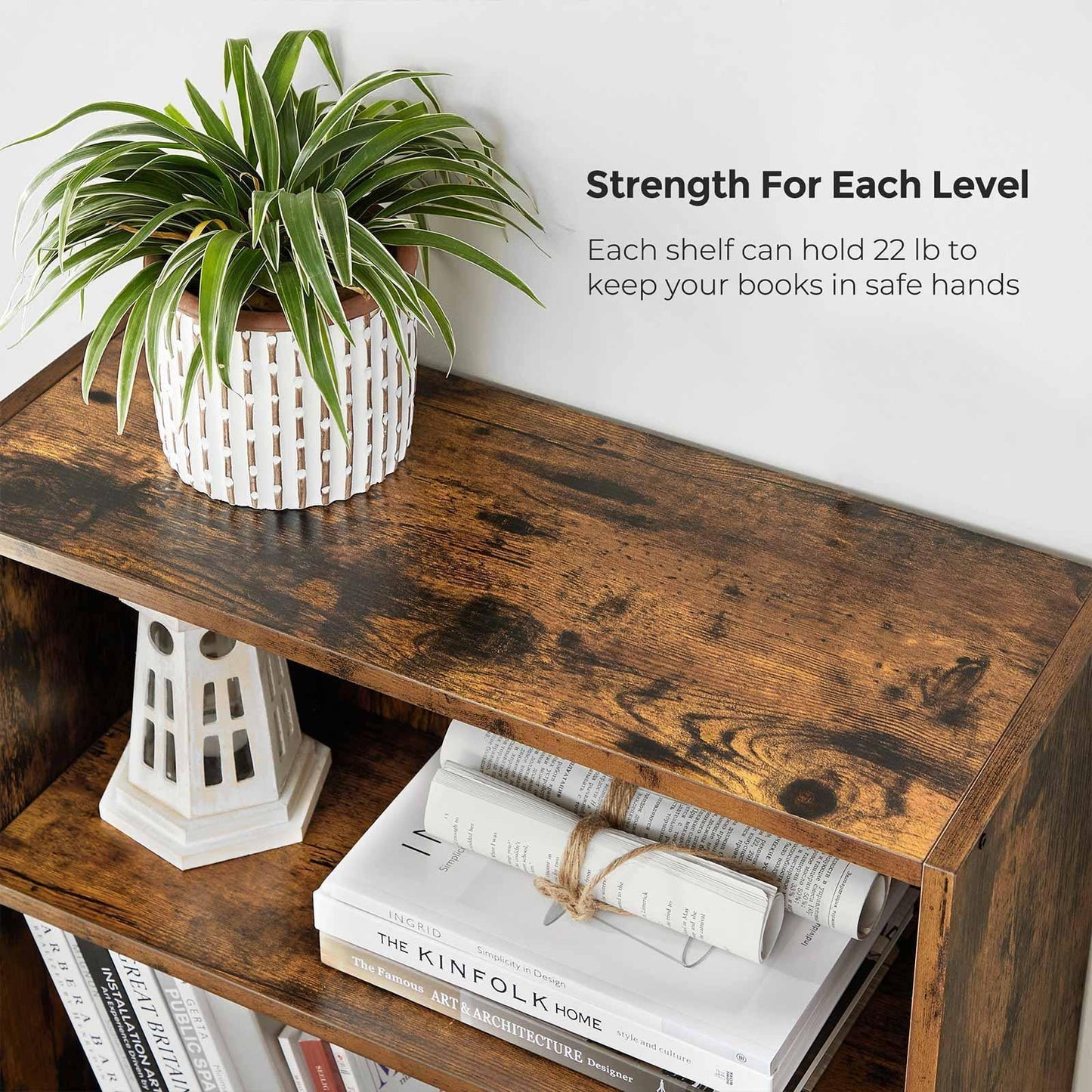 Bookshelf Rustic Brown, 4-Tier FredCo