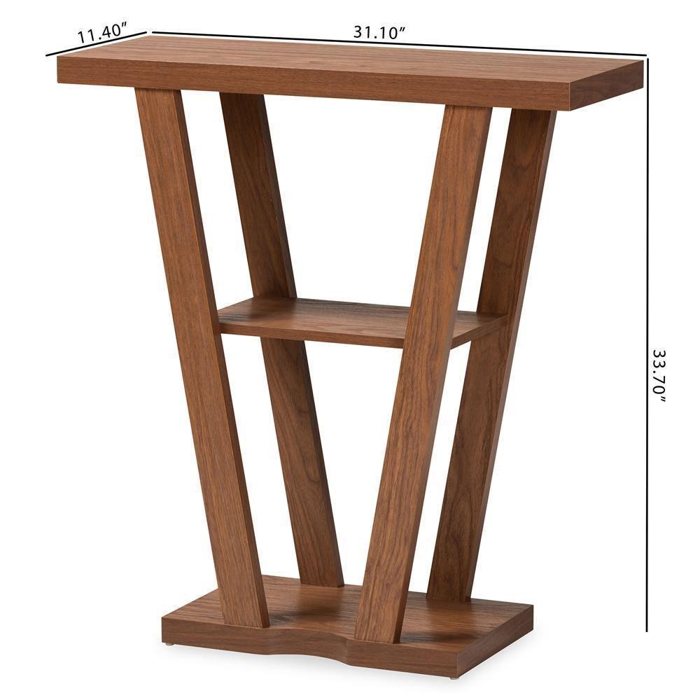 Boone Modern and Contemporary Walnut Brown Finished Wood Console Table FredCo