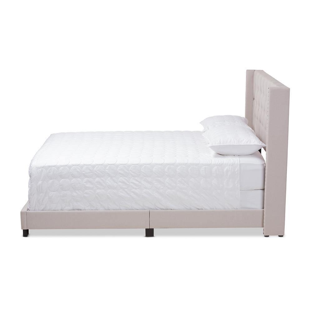 Brady Modern and Contemporary Beige Fabric Upholstered King Size Bed FredCo