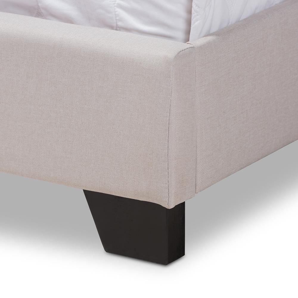 Brady Modern and Contemporary Beige Fabric Upholstered King Size Bed FredCo