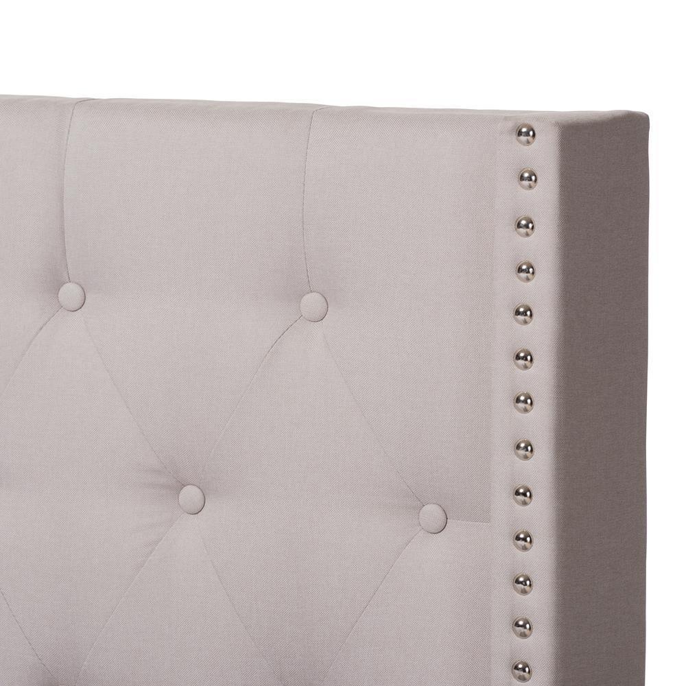 Brady Modern and Contemporary Beige Fabric Upholstered King Size Bed FredCo