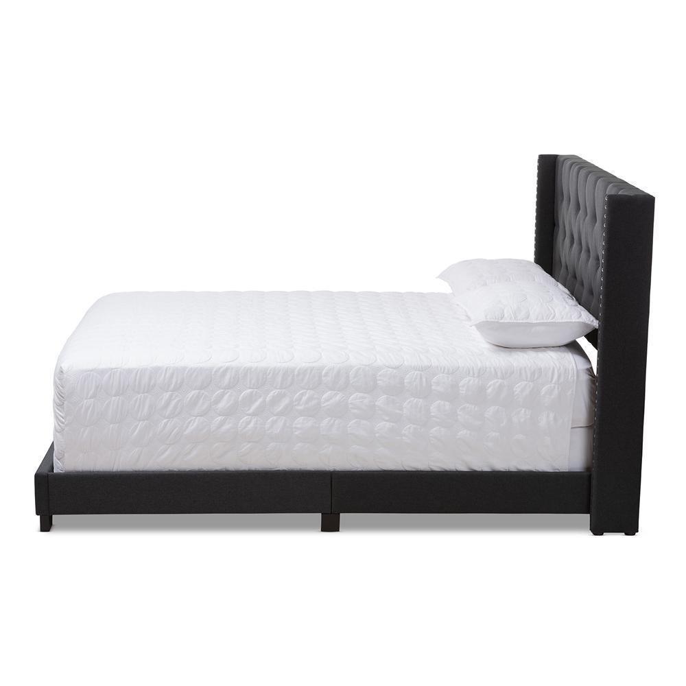 Brady Modern and Contemporary Charcoal Grey Fabric Upholstered Full Size Bed FredCo