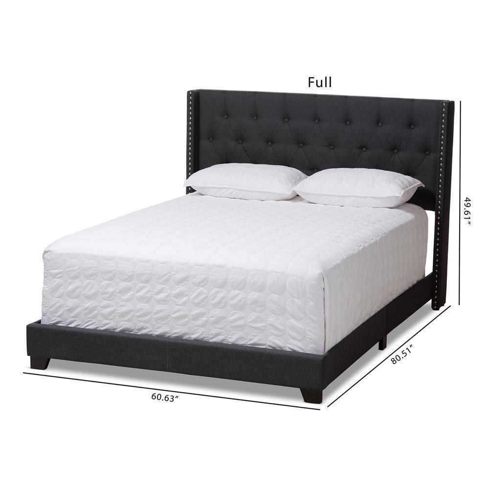 Brady Modern and Contemporary Charcoal Grey Fabric Upholstered Full Size Bed FredCo
