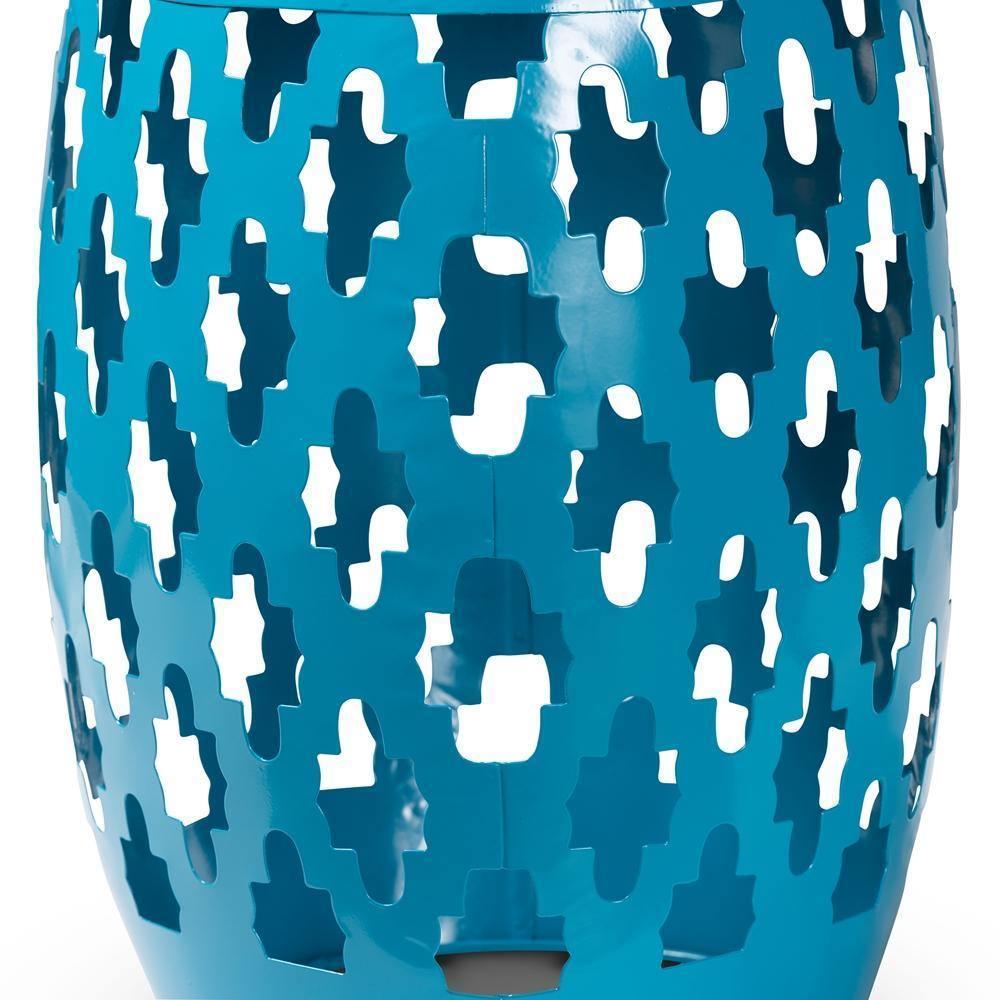 Branson Modern and Contemporary Blue Finished Metal Outdoor Side Table FredCo