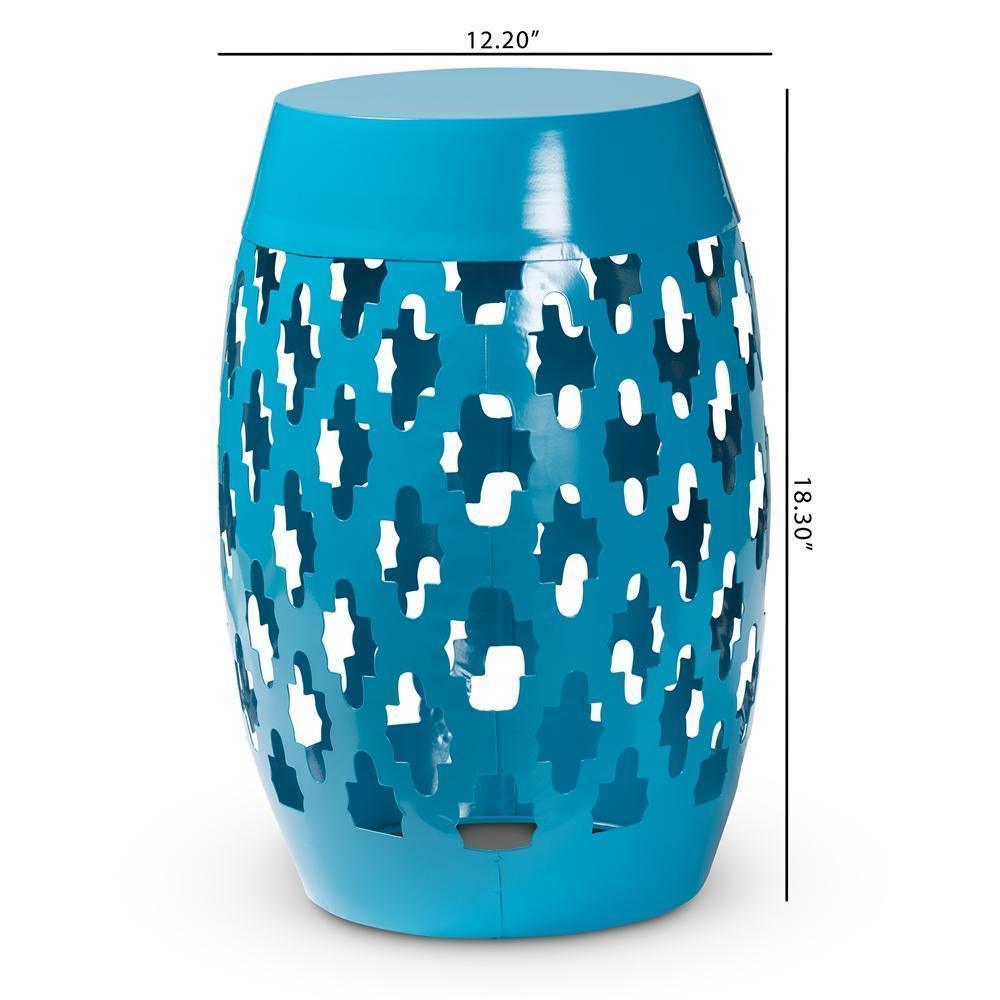 Branson Modern and Contemporary Blue Finished Metal Outdoor Side Table FredCo