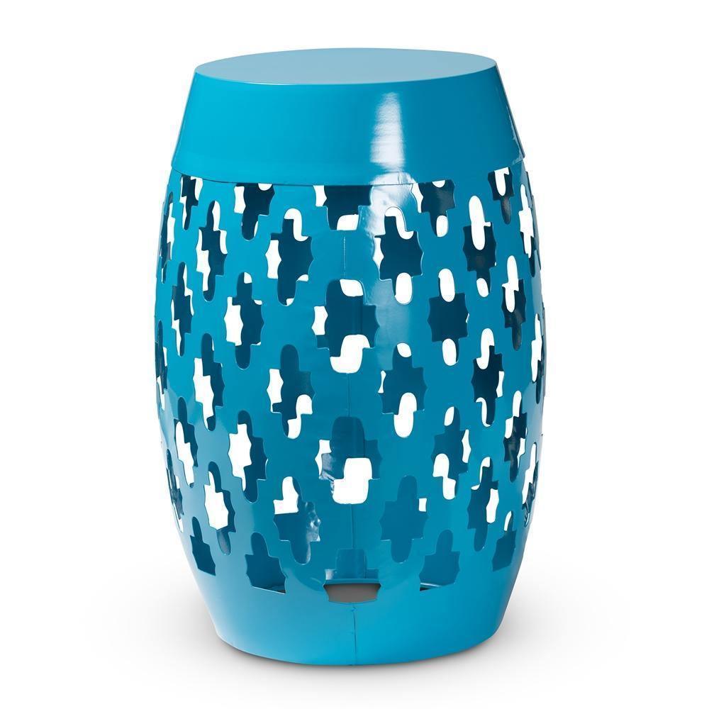 Branson Modern and Contemporary Blue Finished Metal Outdoor Side Table FredCo