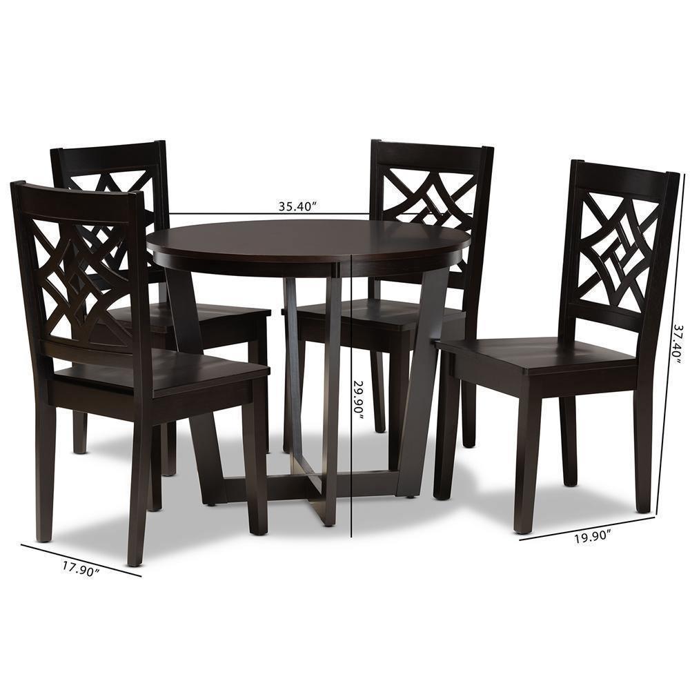 Brava Modern and Contemporary Dark Brown Finished Wood 5-Piece Dining Set FredCo