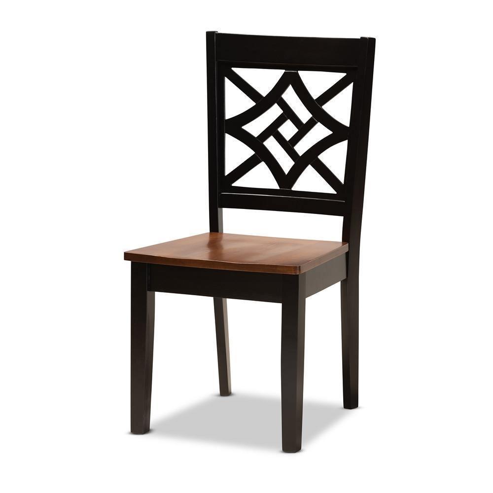 Brava Modern and Contemporary Two-Tone Dark Brown and Walnut Brown Finished Wood 5-Piece Dining Set FredCo