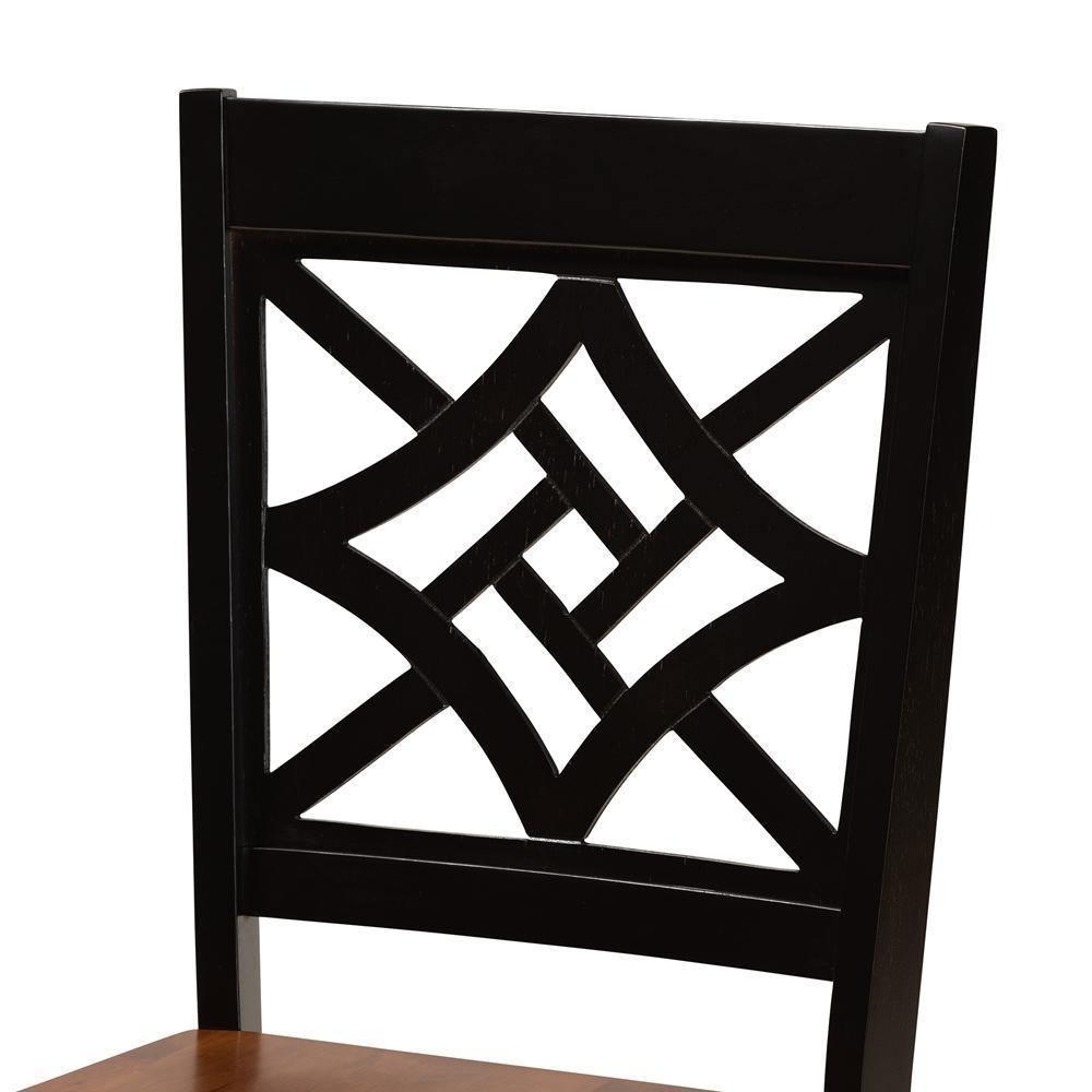 Brava Modern and Contemporary Two-Tone Dark Brown and Walnut Brown Finished Wood 5-Piece Dining Set FredCo