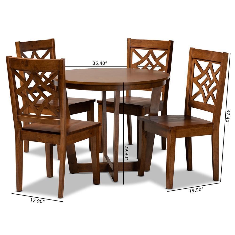 Brava Modern and Contemporary Walnut Brown Finished Wood 5-Piece Dining Set FredCo