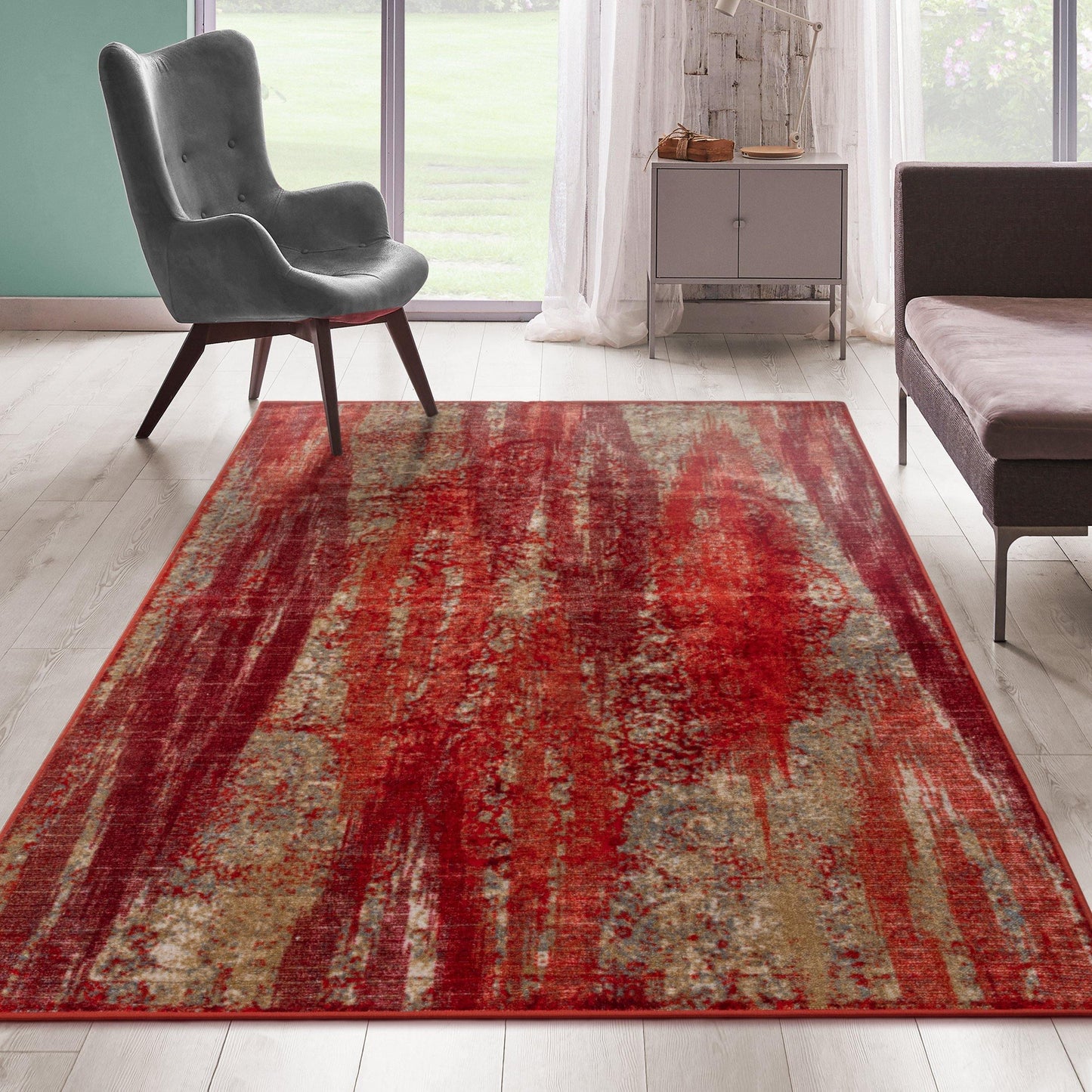 Brayton Non-Slip Foldable Modern Abstract Rug FredCo