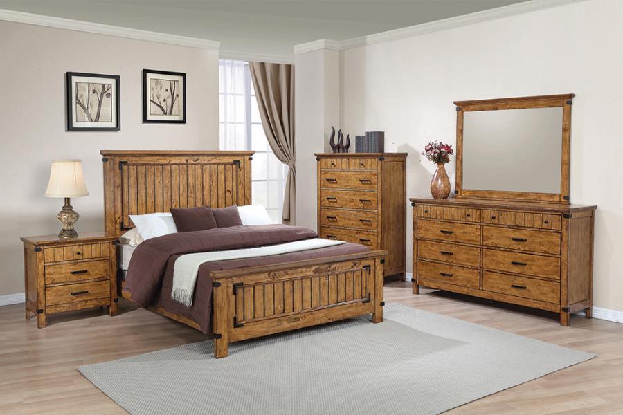 Brenner Panel Bedroom Set Rustic Honey Coaster Full, 5 Piece FredCo