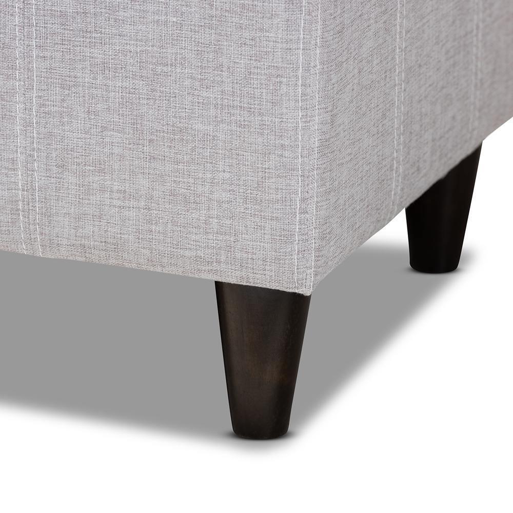 Brette Mid-Century Modern Grayish Beige Fabric Upholstered Dark Brown Finished Wood Storage Bench Ottoman FredCo