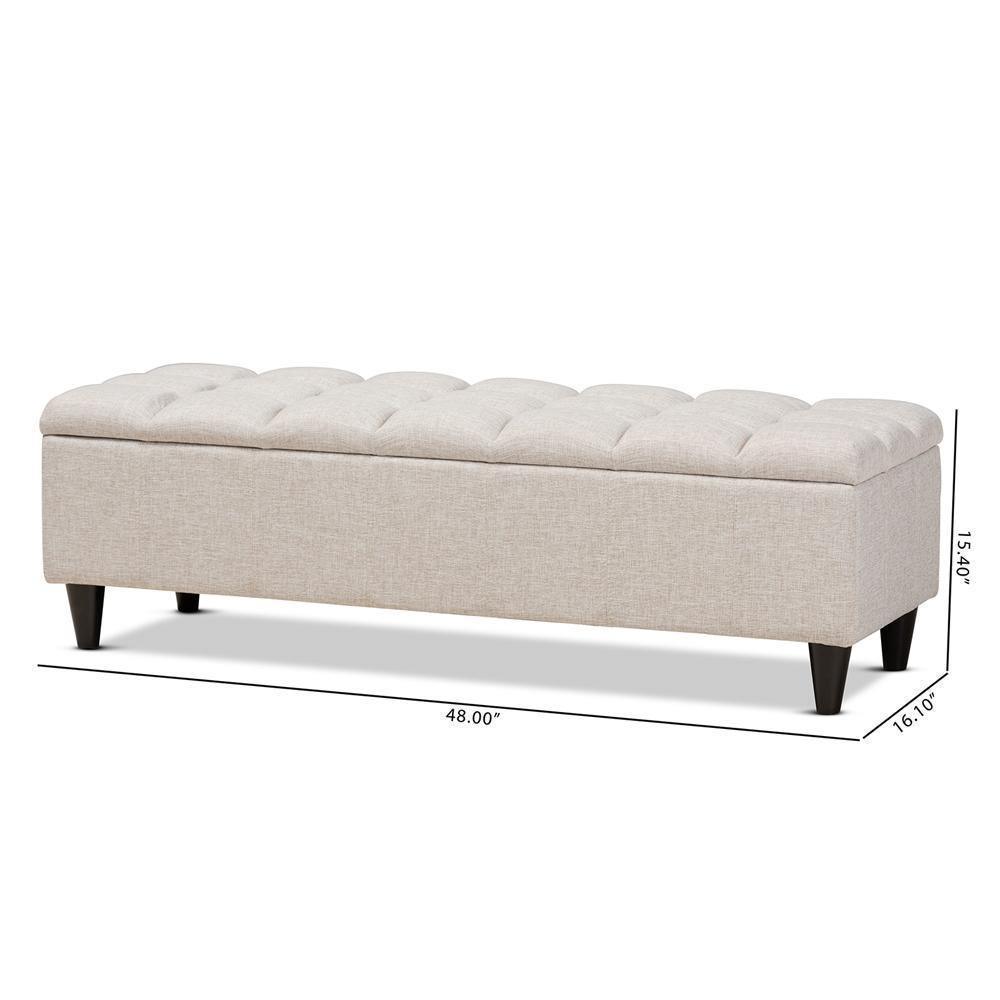 Brette Mid-Century Modern Light Blue Fabric Upholstered Dark Brown Finished Wood Storage Bench Ottoman FredCo