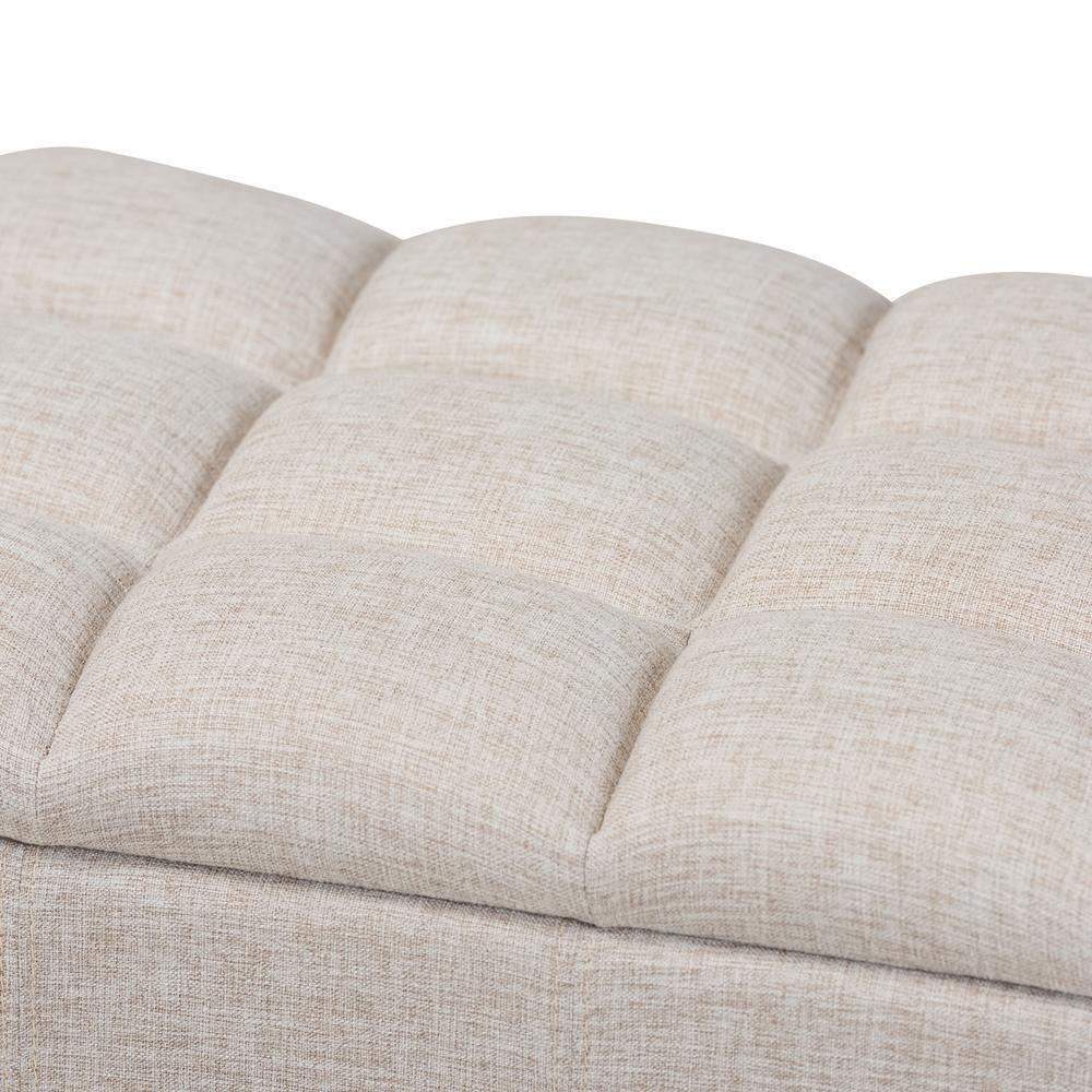 Brette Mid-Century Modern Light Blue Fabric Upholstered Dark Brown Finished Wood Storage Bench Ottoman FredCo
