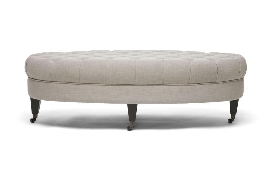 Brighton Beige Linen Modern Tufted Ottoman FredCo