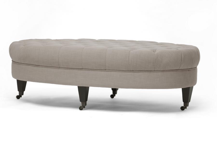 Brighton Beige Linen Modern Tufted Ottoman FredCo
