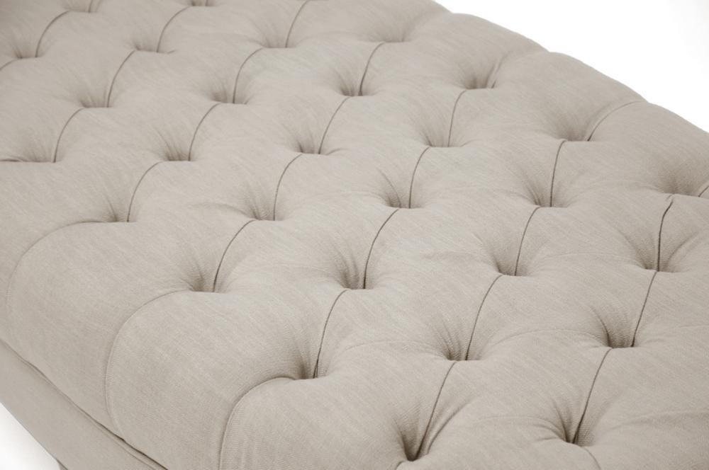 Brighton Beige Linen Modern Tufted Ottoman FredCo