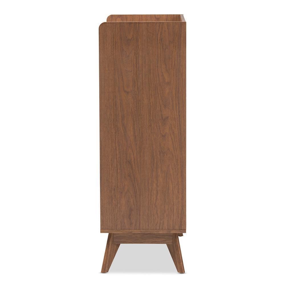 Brighton Mid-Century Modern White and Walnut Wood 4-Drawer Storage Chest FredCo
