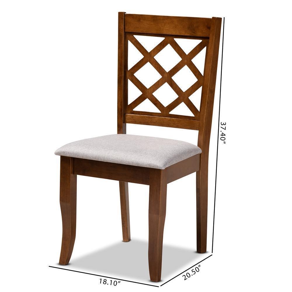 Brigitte Modern and Contemporary Grey Fabric Upholstered and Walnut Brown Finished Wood 4-Piece Dining Chair Set FredCo