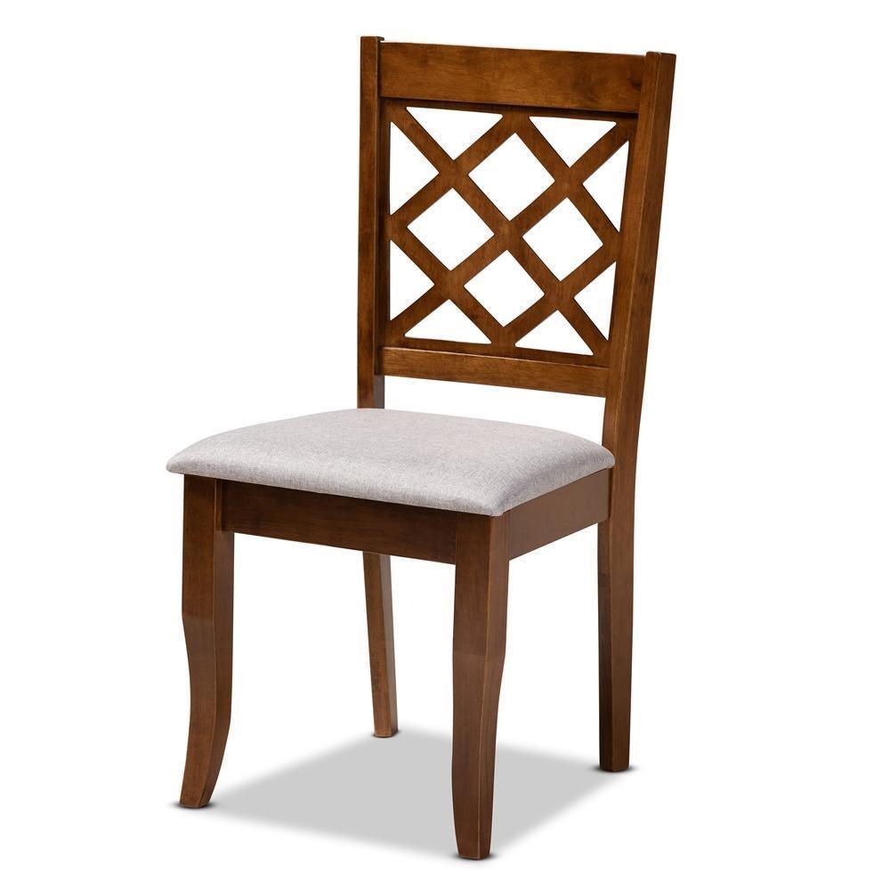 Brigitte Modern and Contemporary Grey Fabric Upholstered and Walnut Brown Finished Wood 4-Piece Dining Chair Set FredCo