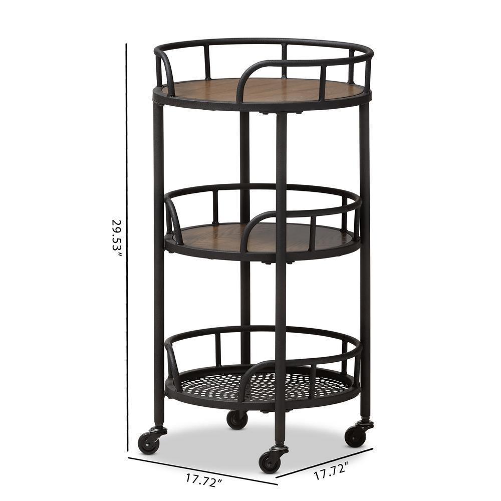 Bristol Rustic Industrial Style Metal and Wood Mobile Serving Cart FredCo