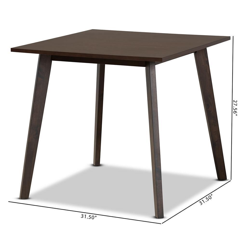 Britte Mid-Century Modern Dark Oak Brown Finished Square Wood Dining Table FredCo