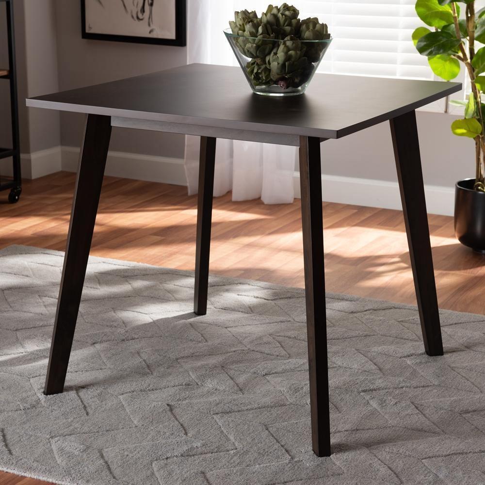 Britte Mid-Century Modern Dark Oak Brown Finished Square Wood Dining Table FredCo