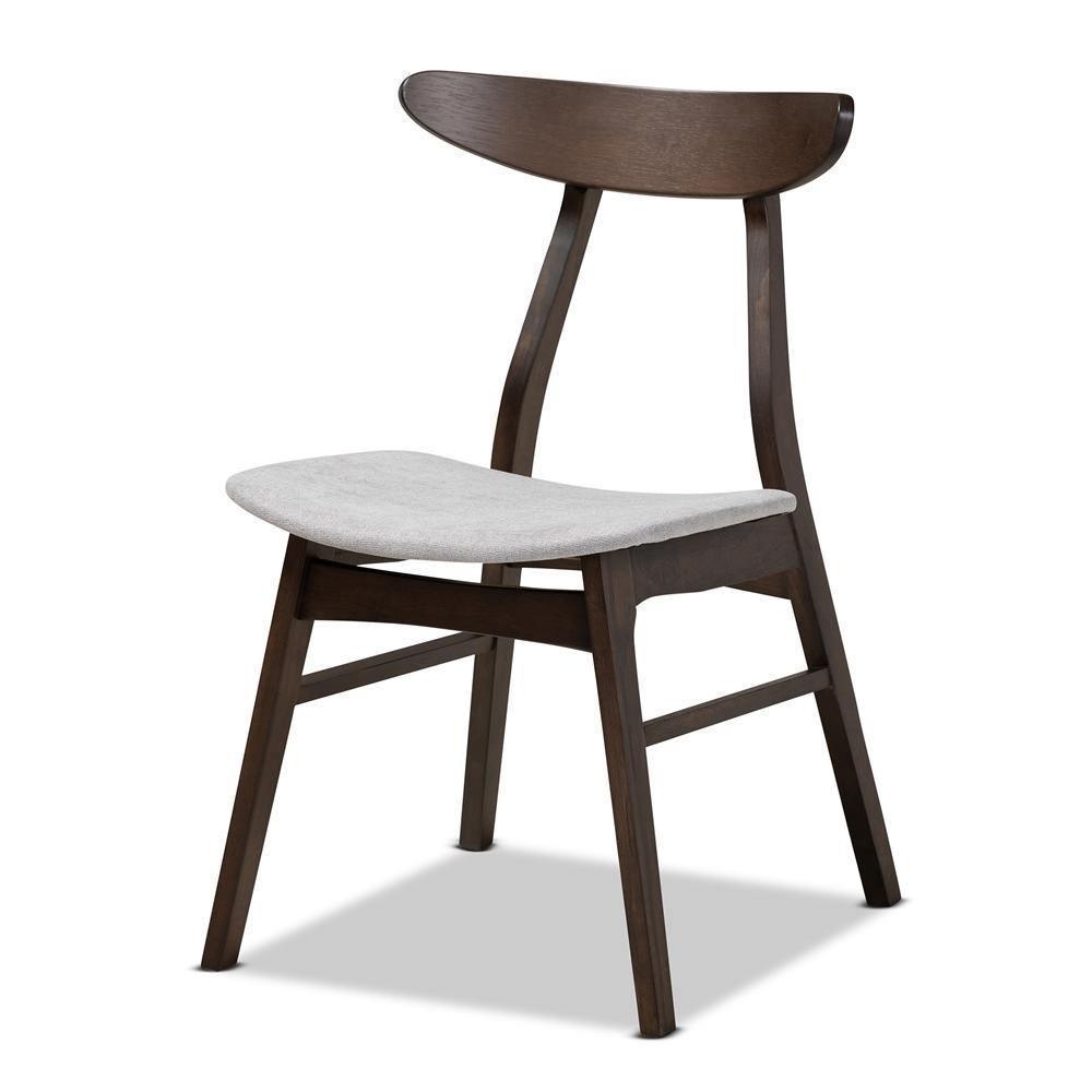 Britte Mid-Century Modern Light Grey Fabric Upholstered Dark Oak Brown Finished 5-Piece Wood Dining Set FredCo