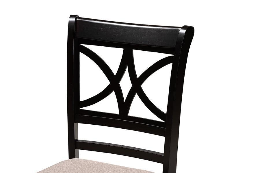 Brooke Modern Beige Fabric and Dark Brown Finished Wood 5-Piece Dining Set FredCo