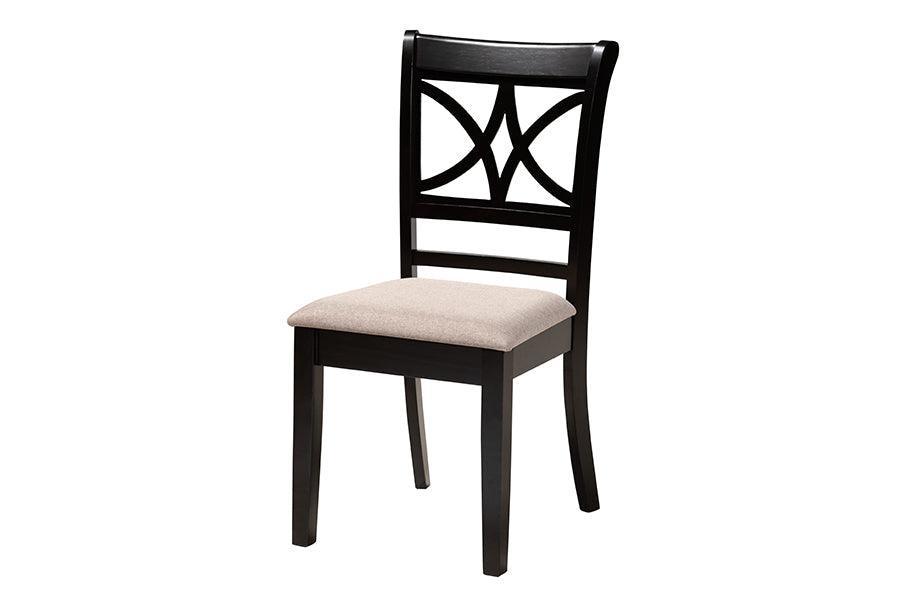 Brooke Modern Beige Fabric and Dark Brown Finished Wood 5-Piece Dining Set FredCo