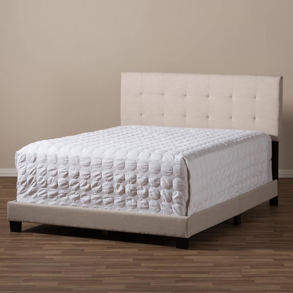 Brookfield Modern and Contemporary Beige Fabric Upholstered Grid-tufting Queen Size Bed FredCo