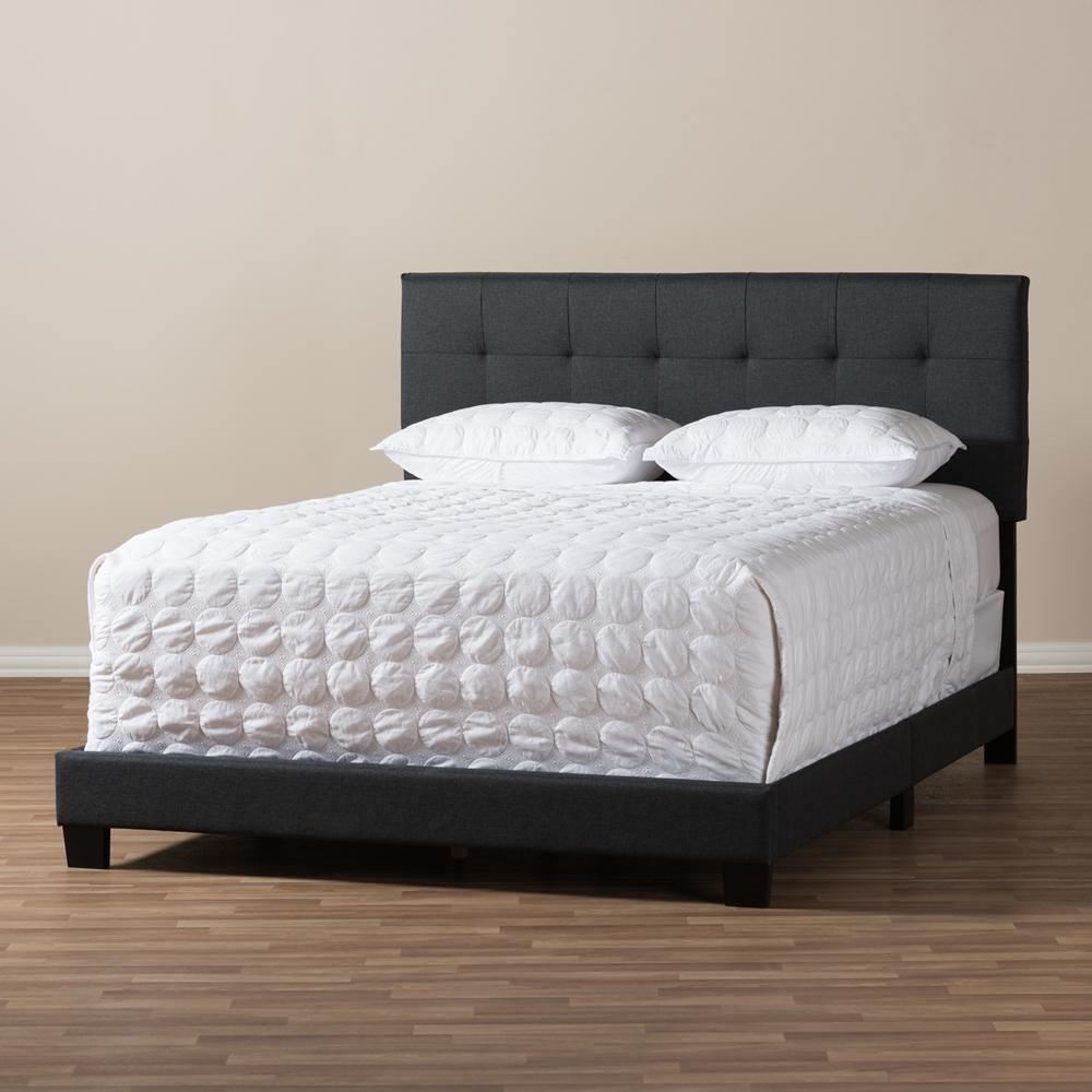 Brookfield Modern and Contemporary Charcoal Grey Fabric Full Size Bed FredCo