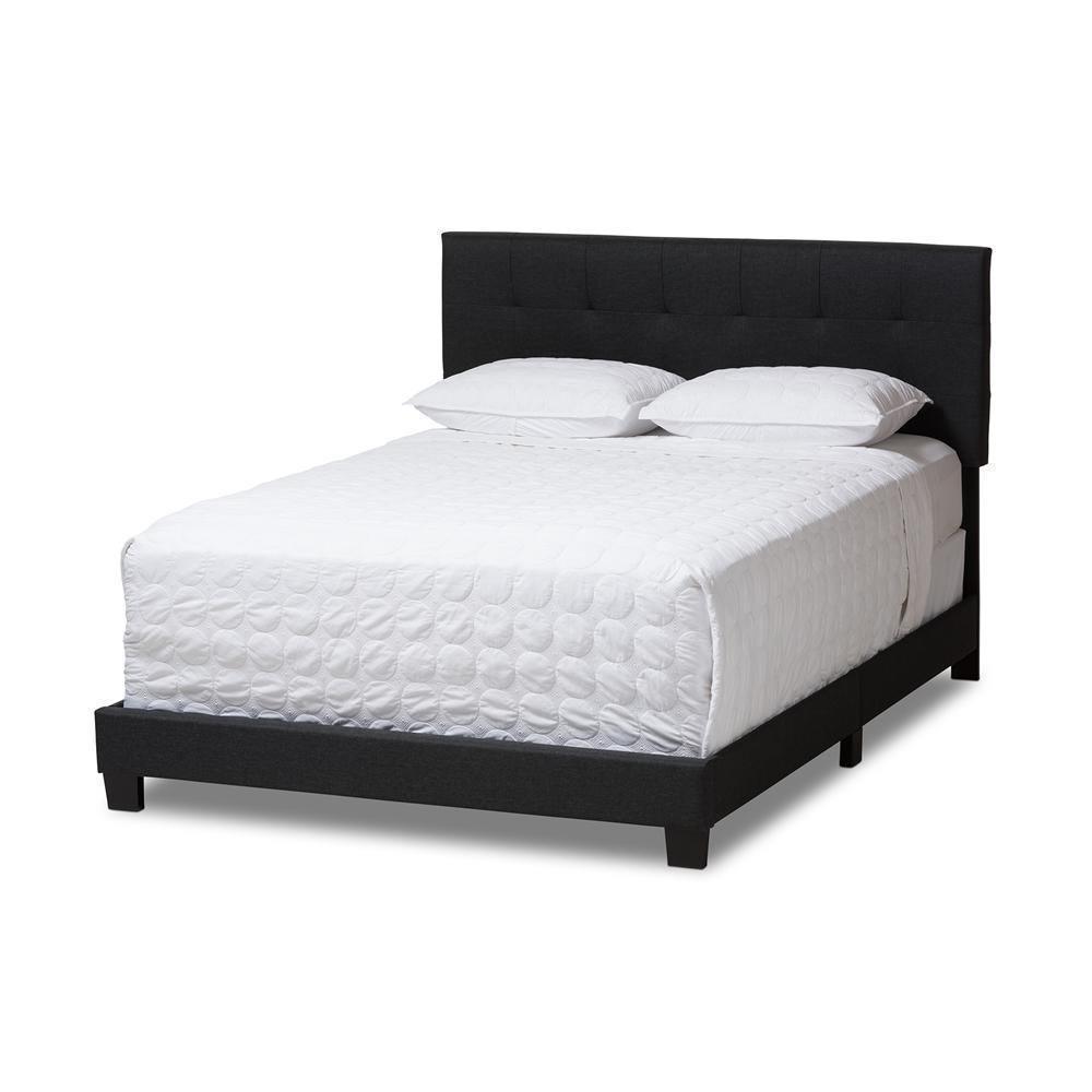 Brookfield Modern and Contemporary Charcoal Grey Fabric Full Size Bed FredCo