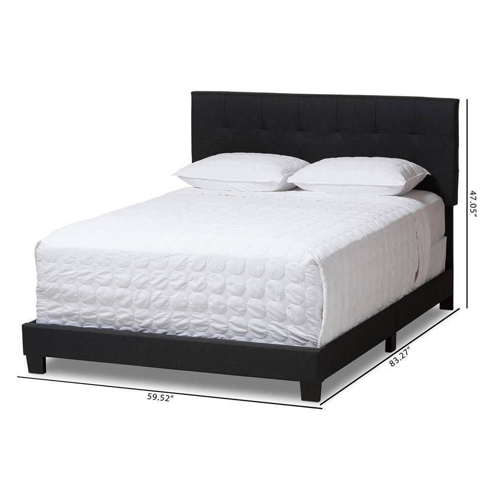 Brookfield Modern and Contemporary Charcoal Grey Fabric Full Size Bed FredCo