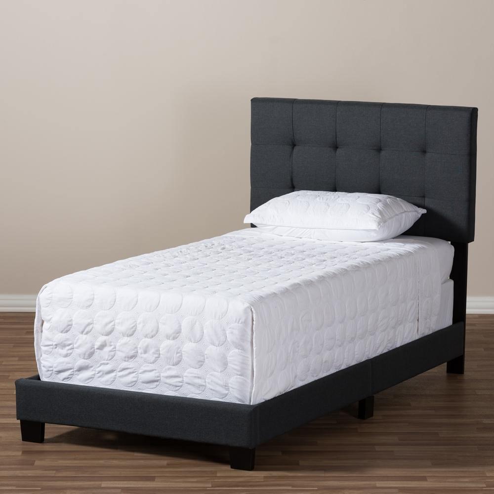 Brookfield Modern and Contemporary Charcoal Grey Fabric Twin Size Bed FredCo