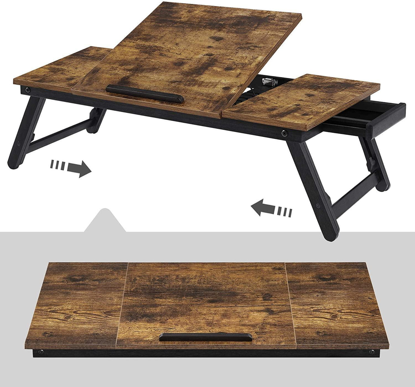 Brown & Black Laptop Table with Adjustable Top FredCo