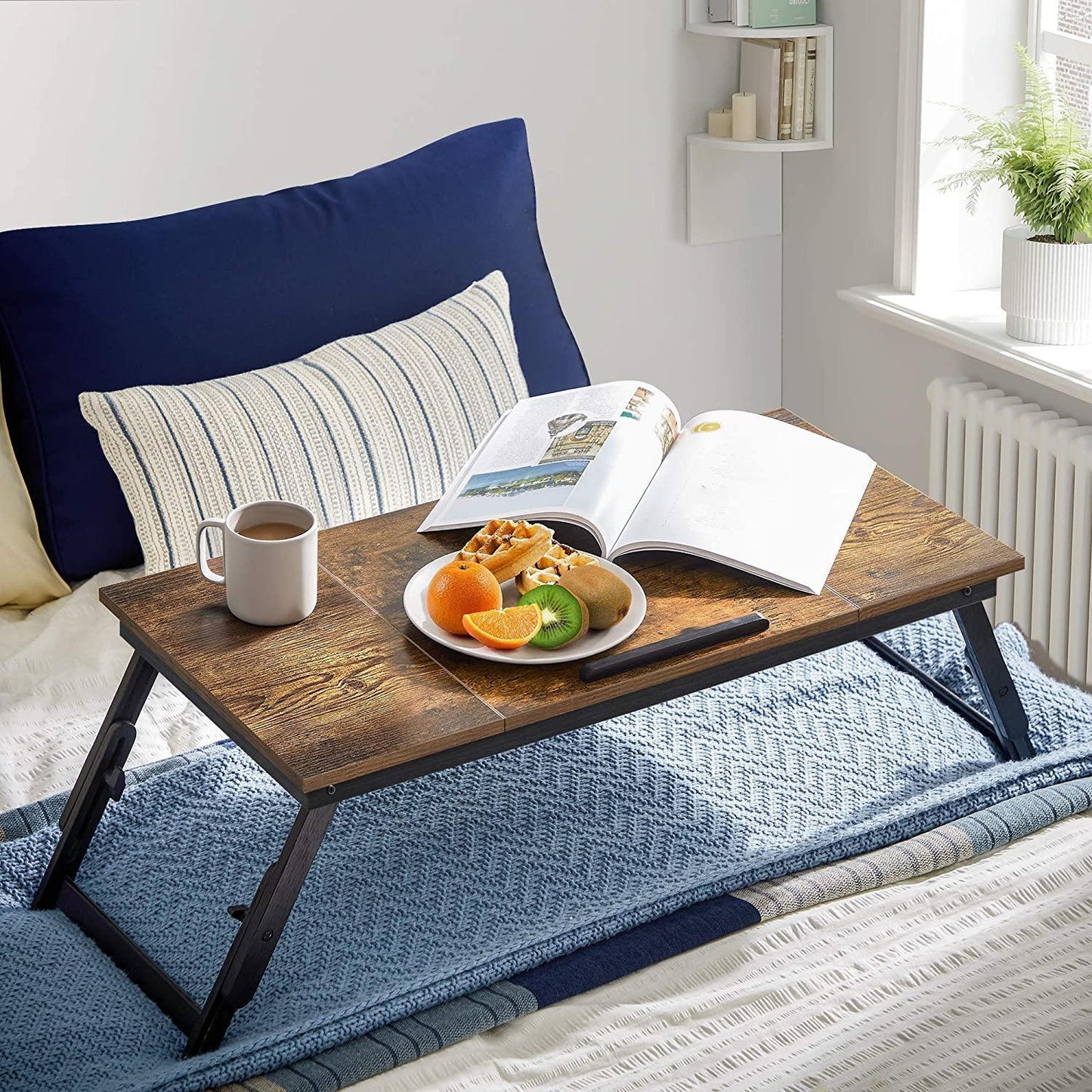 Brown & Black Laptop Table with Adjustable Top FredCo