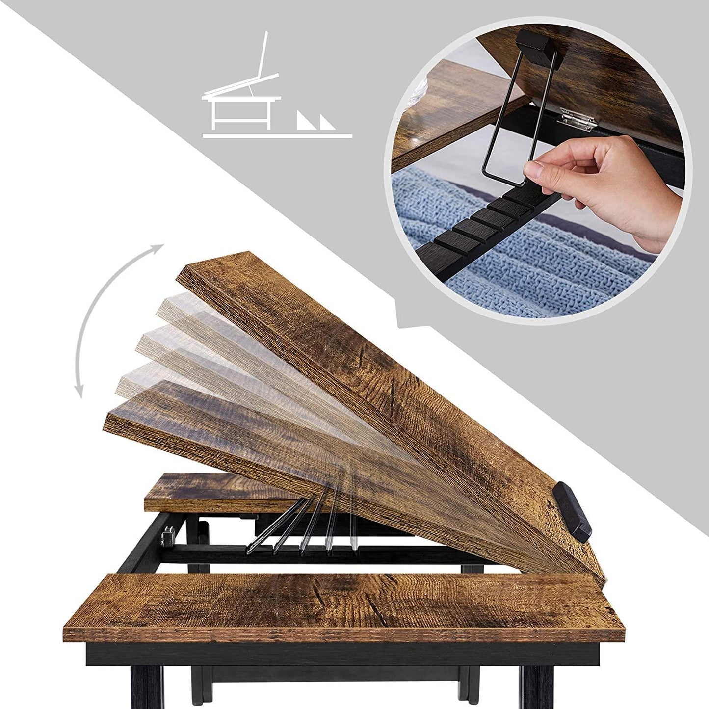 Brown & Black Laptop Table with Adjustable Top FredCo