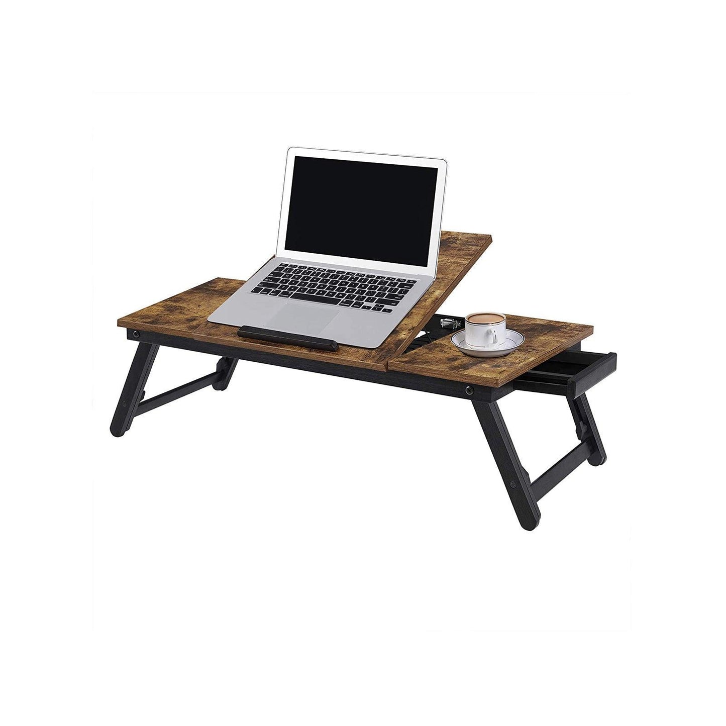 Brown & Black Laptop Table with Adjustable Top FredCo