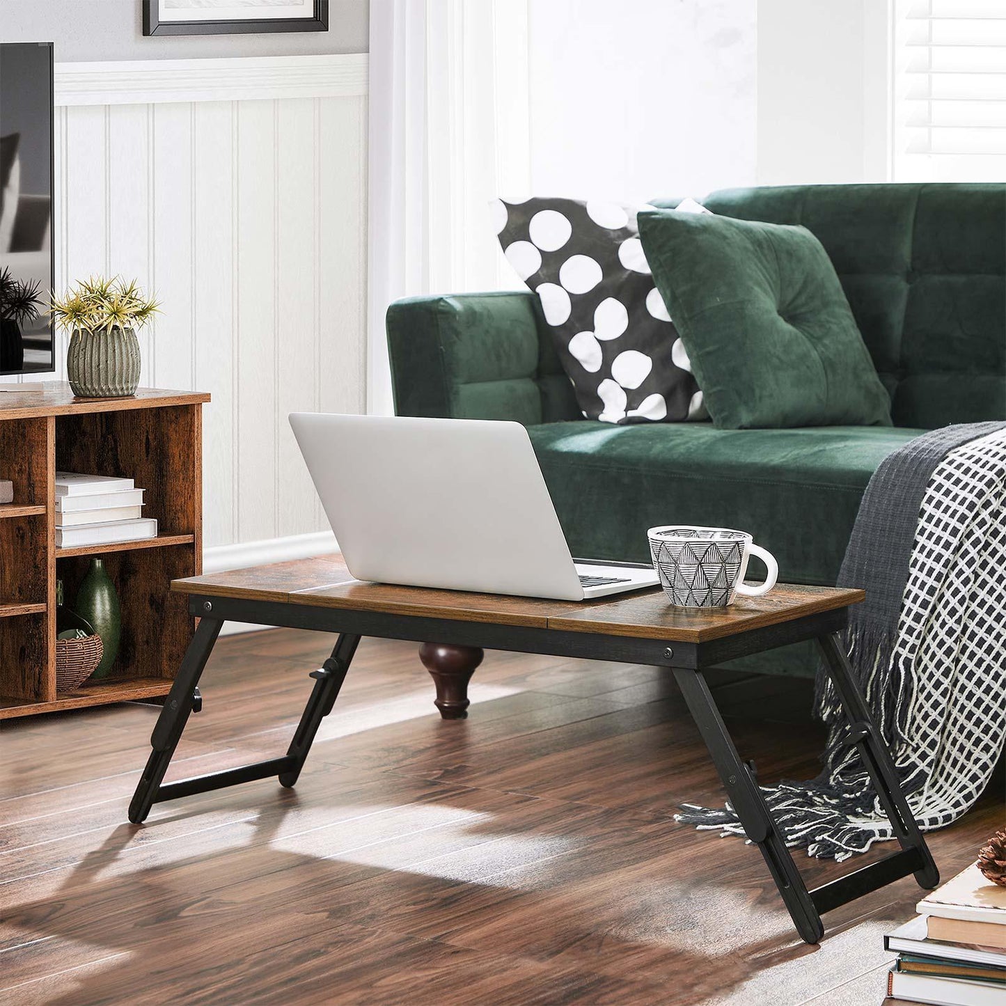 Brown & Black Laptop Table with Adjustable Top FredCo