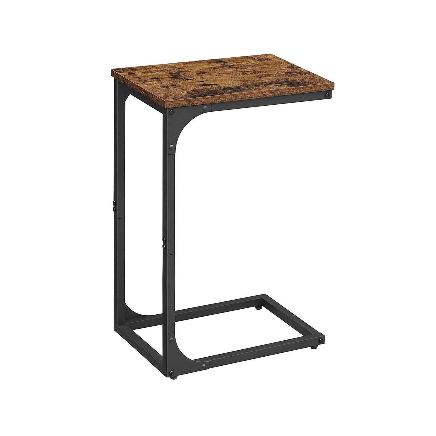 Brown C-Shaped Side Table with Metal Frame FredCo