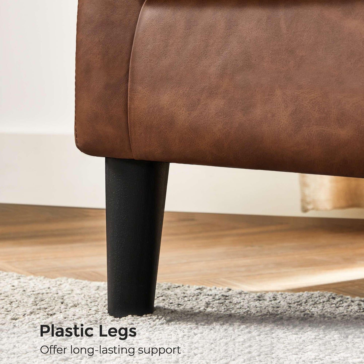 Brown Club Chair with Armrest with PU Leather FredCo